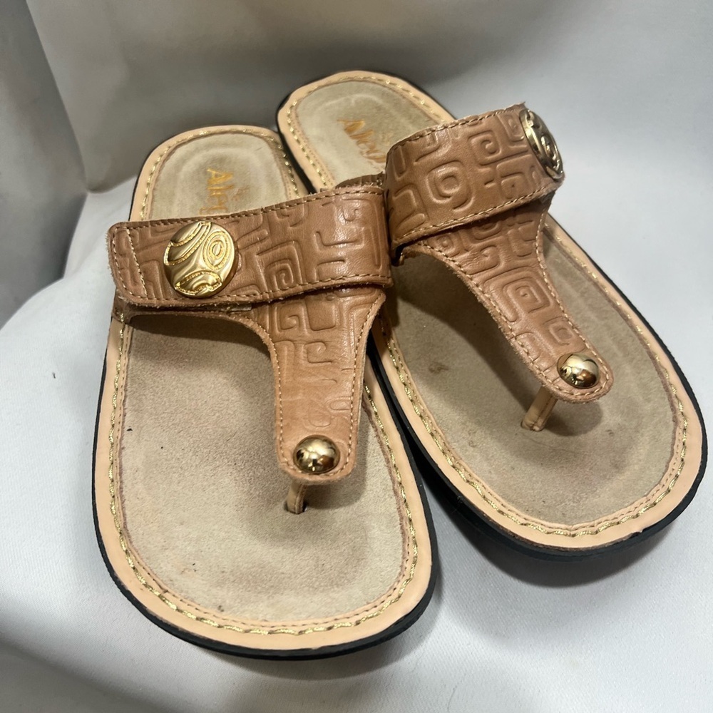 Alegria Carina Tan and Gold Sandals Size 36 - Picture 5 of 8
